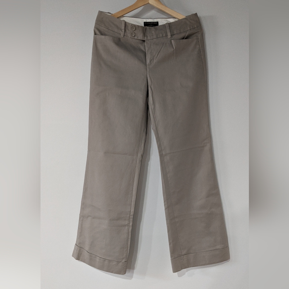 BANANA REPUBLIC JACKSON FIT WOMEN'S GRAY WIDE LEG CUFFED TROUSER SIZE 8 REGULAR
